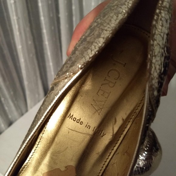 J. Crew Crackled Gold Leather Heels - Picture 9 of 9